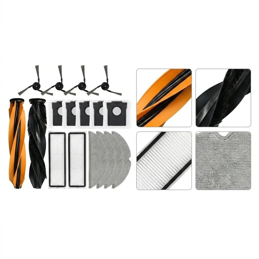 Robot Vacuum Replacement Kit for Dreame D20 Pro for Plus Including Main Brushes Side Brushes Dust Bags HEPA Filters and Mop Pads