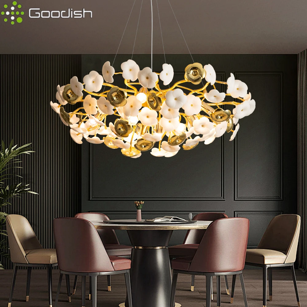 

Modern Luxury Nordic Beautiful Floral Rose Shape LED Pendant Light Art Creative Lamps for Living Room Home Decoration Chandelier