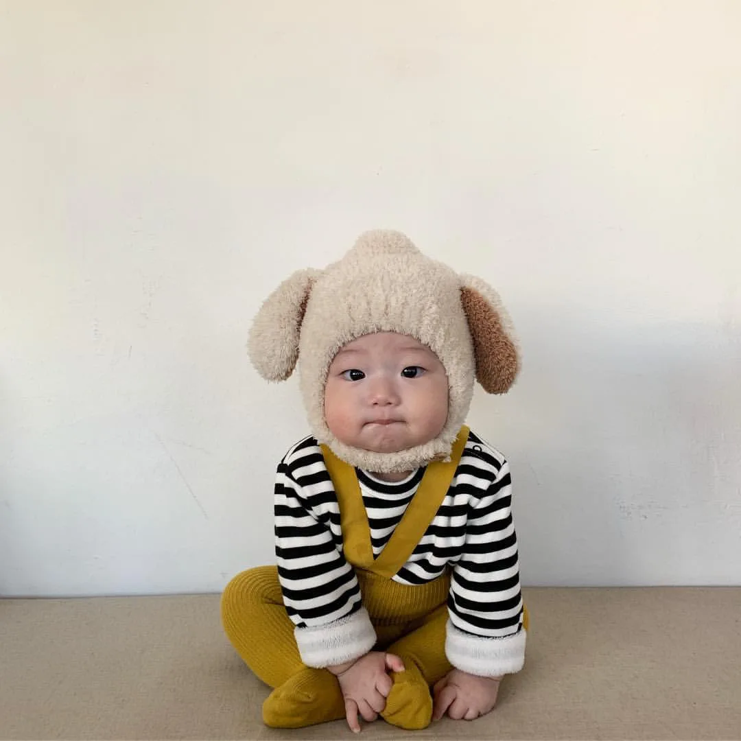 Topi bulu rajut bayi laki-laki dan perempuan, aksesori fotografi baru lahir, topi anak laki-laki Musim Dingin Earflap rajut