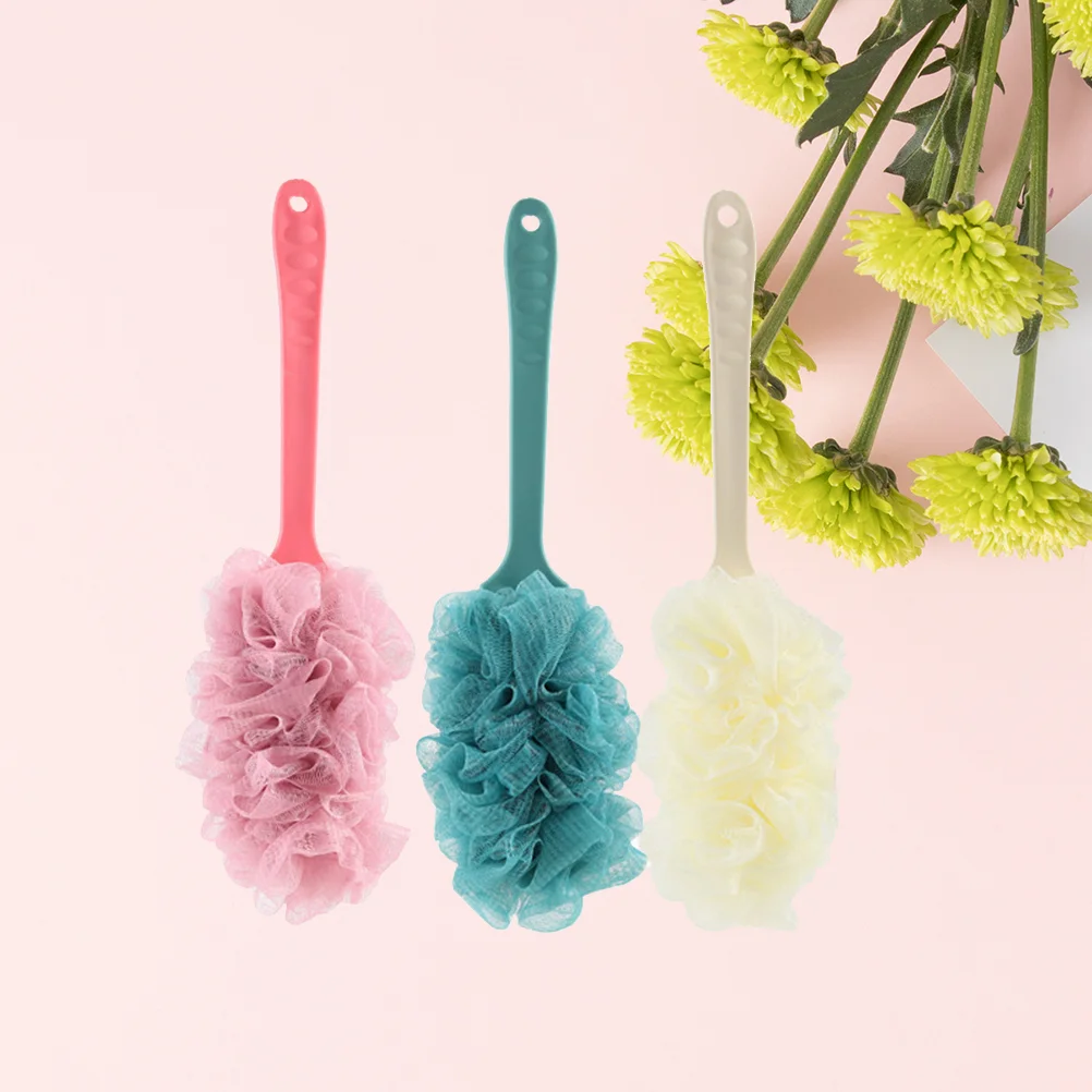 

3 Pcs Body Scrubber Loofah Cleaning Back Long Handle Bathroom Accessories Brush