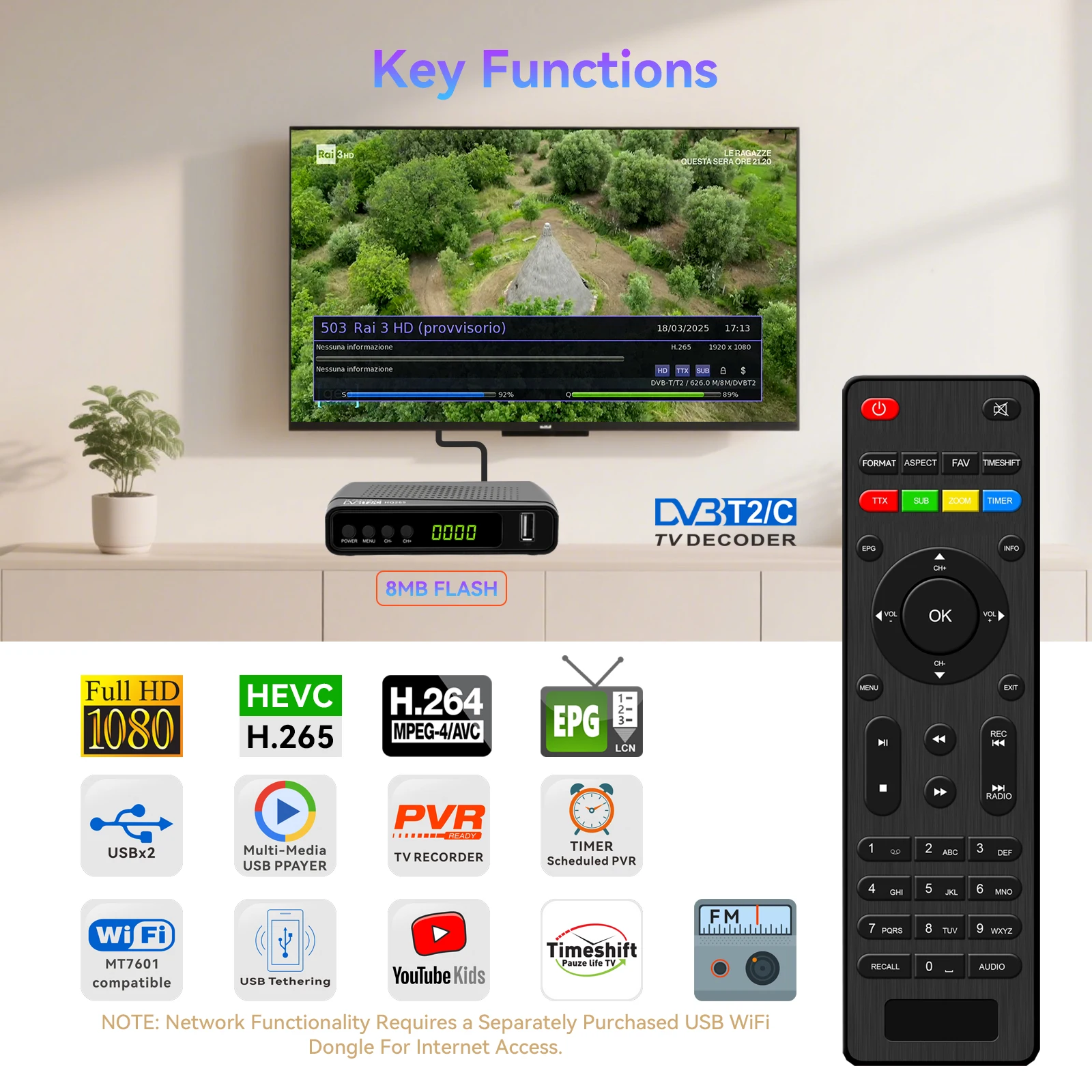 DVB-T2 prijemnik HEVC H.265 HDMI USB SCART, u jamstvu - Infinity 8060