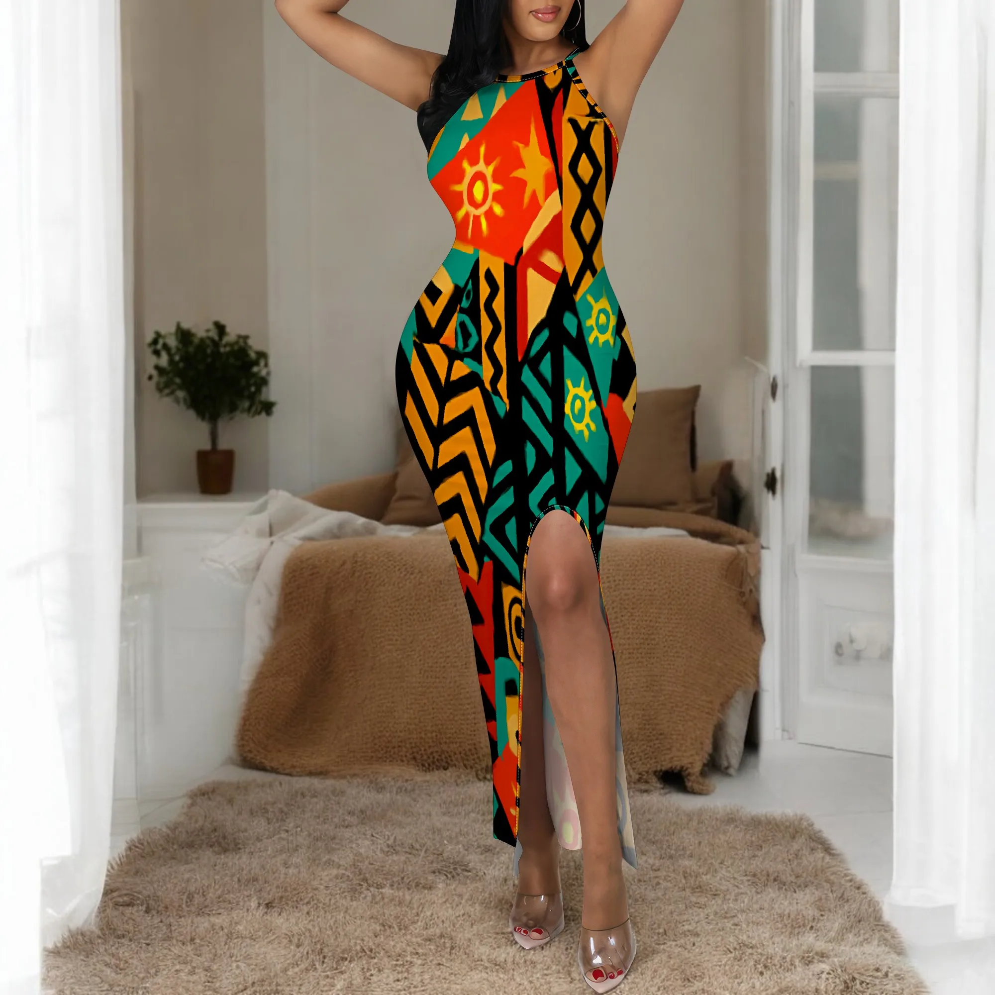 

Vibrant Abstract Print Maxi Dress - XS-3XL | Perfect for Summer Parties, Festivals & Beach Vacations