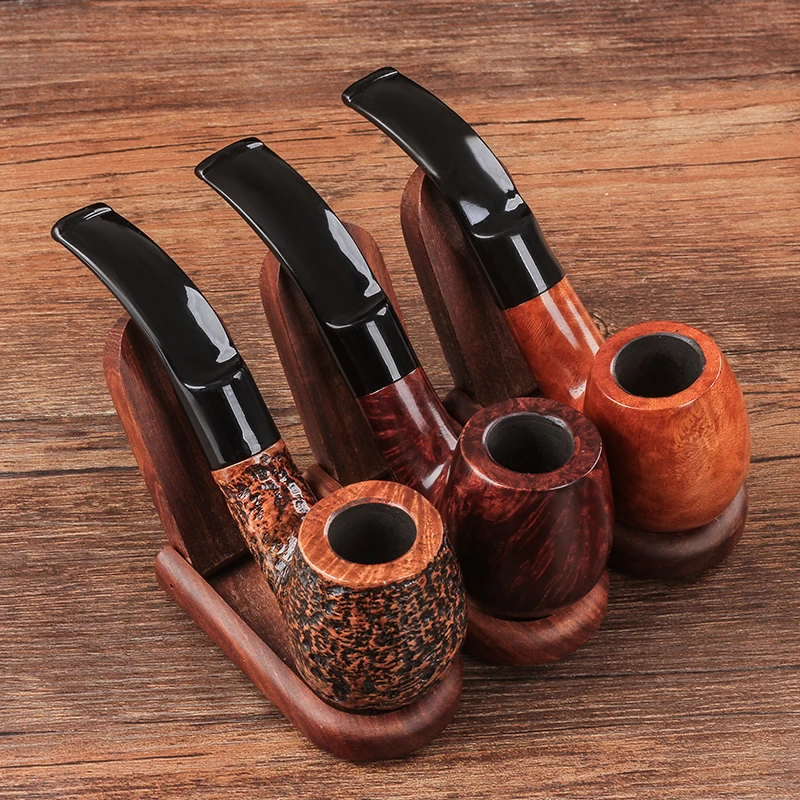 

Briar Pipes Set Wooden Tobacco Pipes Clear Mouthpiece Real Handmade With Free Smoking Tools Fit 9mm Filter Smoking Pipe