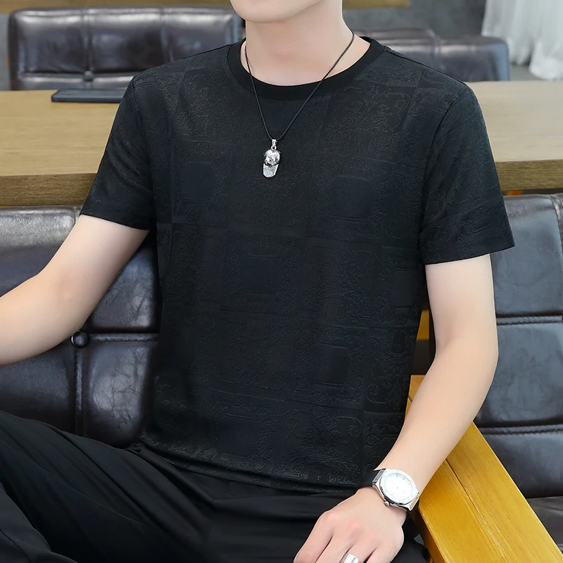 Breathable Coolness T Shirt For Men Short Sleeve Crewneck Casual Summer New Quality Ice Silk Soft Comfortable Slim Fit Camisetas
