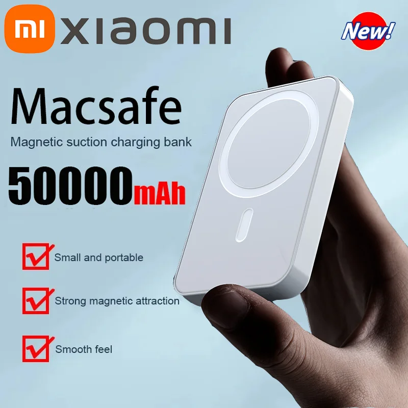 Xiaomi 500000 Магнитный беспроводной внешний аккумулятор емкостью мАч, внешний портативный аккумулятор для iphone, Samsung, Huawei Powerbank