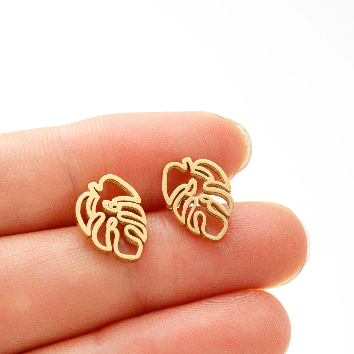 1 Pair New Fashion Small Monstera Leaves Ear Stud Stainless Steel Monstera Accessories Jewelry Gift