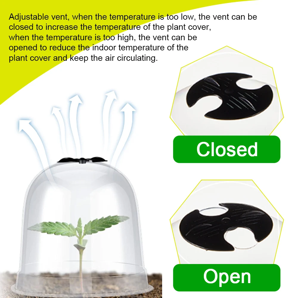 6PCS Garden Seedling Cover Plant Protection Cover PVC Transparent Windproof Covering Seedlings Greenhouses Seedling Cultivation