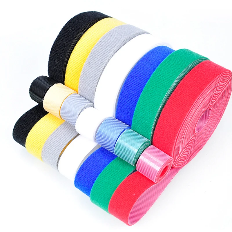 50Meter/Roll Reusable Fastening Tape Cable Ties 10/15/20/25 Double Side Hook and Loop Straps Cable Wire Management Tape