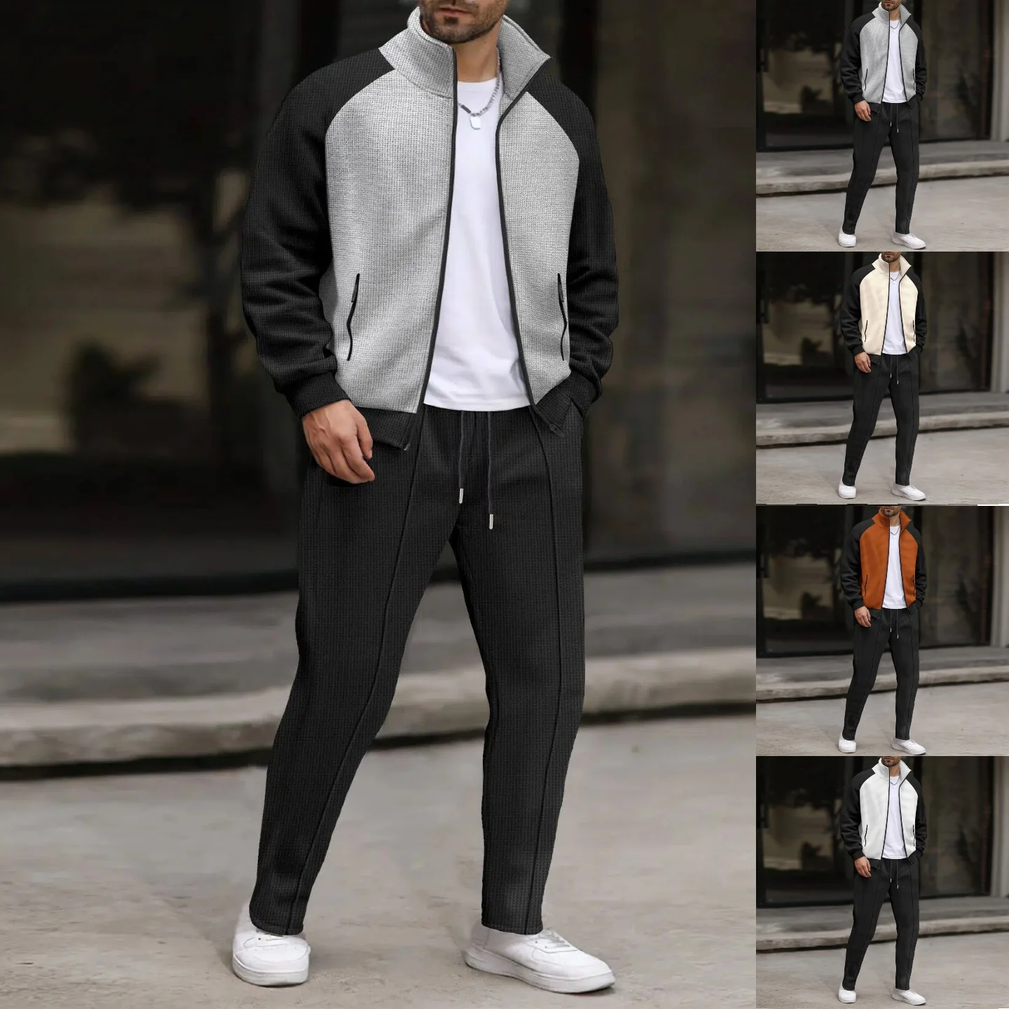 New autumn men's two-piece set, fashionable, casual, relaxed and versatile multi-color two-piece set