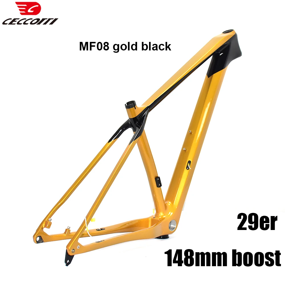 Full Carbon Mountain Bike Frame, More Color Available 29er MTB Frame Golden Color Bicycle Frameset