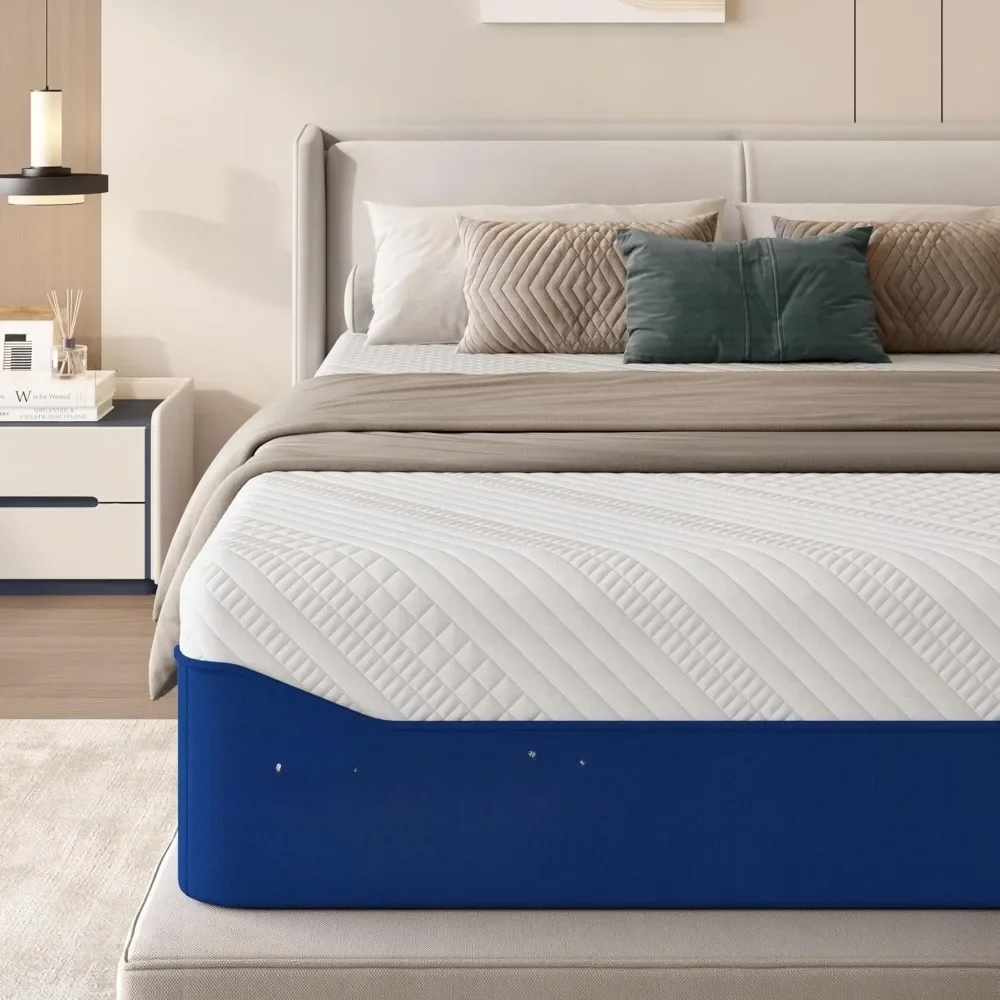 Colchón de Espuma Viscoelástica con Gel de Té Verde de 14 Pulgadas, Tamaño Queen, Colchón con Infusión de Gel Refrescante para Alivio de Presión, Cama en Caja Personalizada