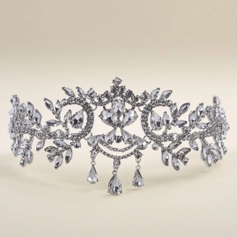 الجبين كريستال شرابة عقال تألق الفاخرة حجر الراين غطاء الرأس الذهب/الفضة جوفاء النساء الشعر مجوهرات حفل زفاف