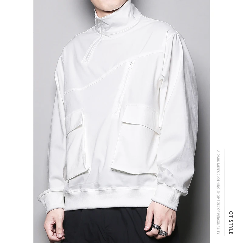 Autumn Designer Men's Hoodies With Irregular Zippers And Loose Stitching With Plush Clothes Winter Male Personalized Trend Coats