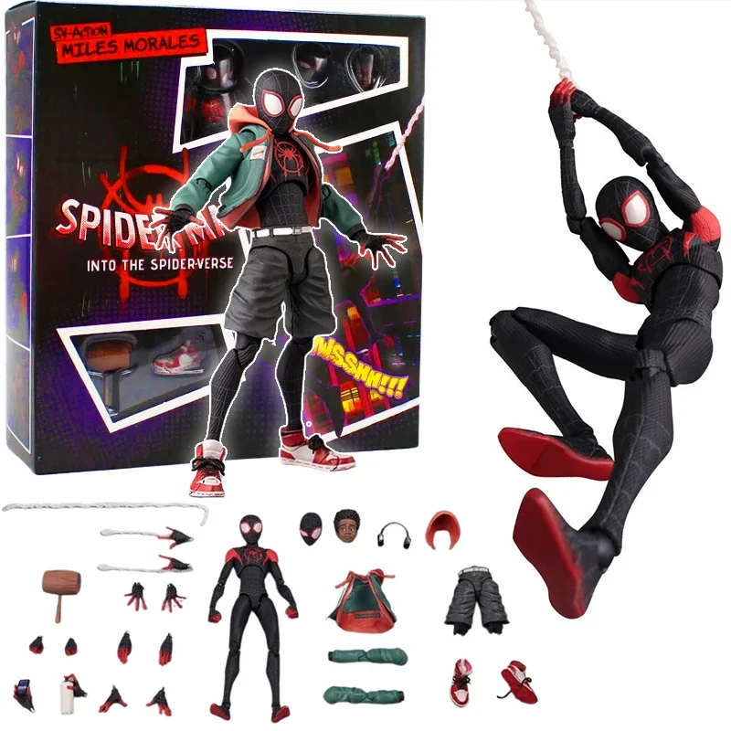 SHF Spiderman Miles Morales Action Figure Model Spider-Man Into the Spider Verse Peter Parker Miles Figurine Toys