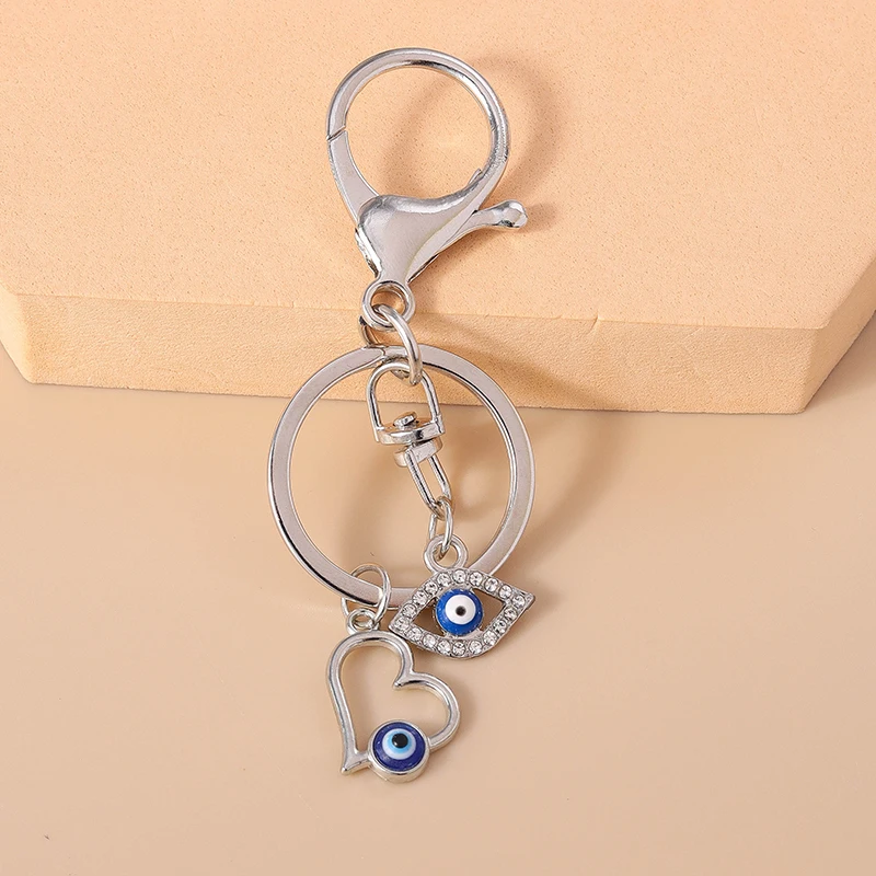 Modischer Schlüsselanhänger mit Bösem Auge und Mond für Autoschlüssel, Damen- und Herren-Handtaschenanhänger, Schlüsselringe, Accessoires, DIY-Schmuck, Geschenke – Detail 8