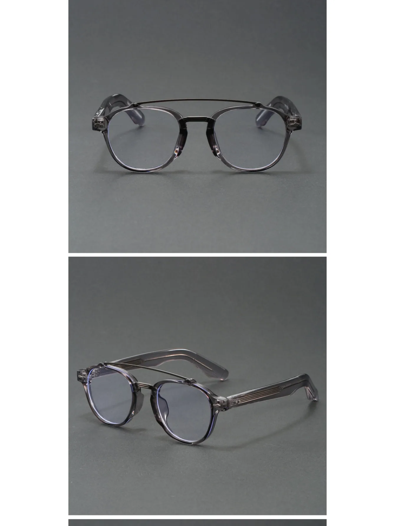 Designer-Nischenbrillengestell für Herren: Retro-Doppelsteg-Brille mit dickem, breitem Rahmen, modisch und künstlerisch, Vollrand-Brille für klare Sicht – Detail 6