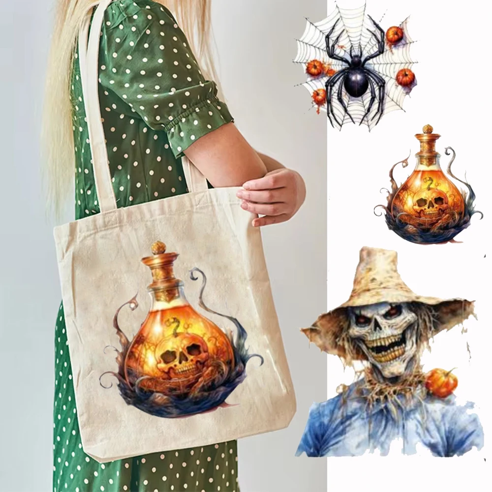 

Halloween Magic Scarecrow Witch Face Cutting Printed Tote BagsDies Trick or Treat DIY Scrapbooking Stencil Gift Shopping Bags