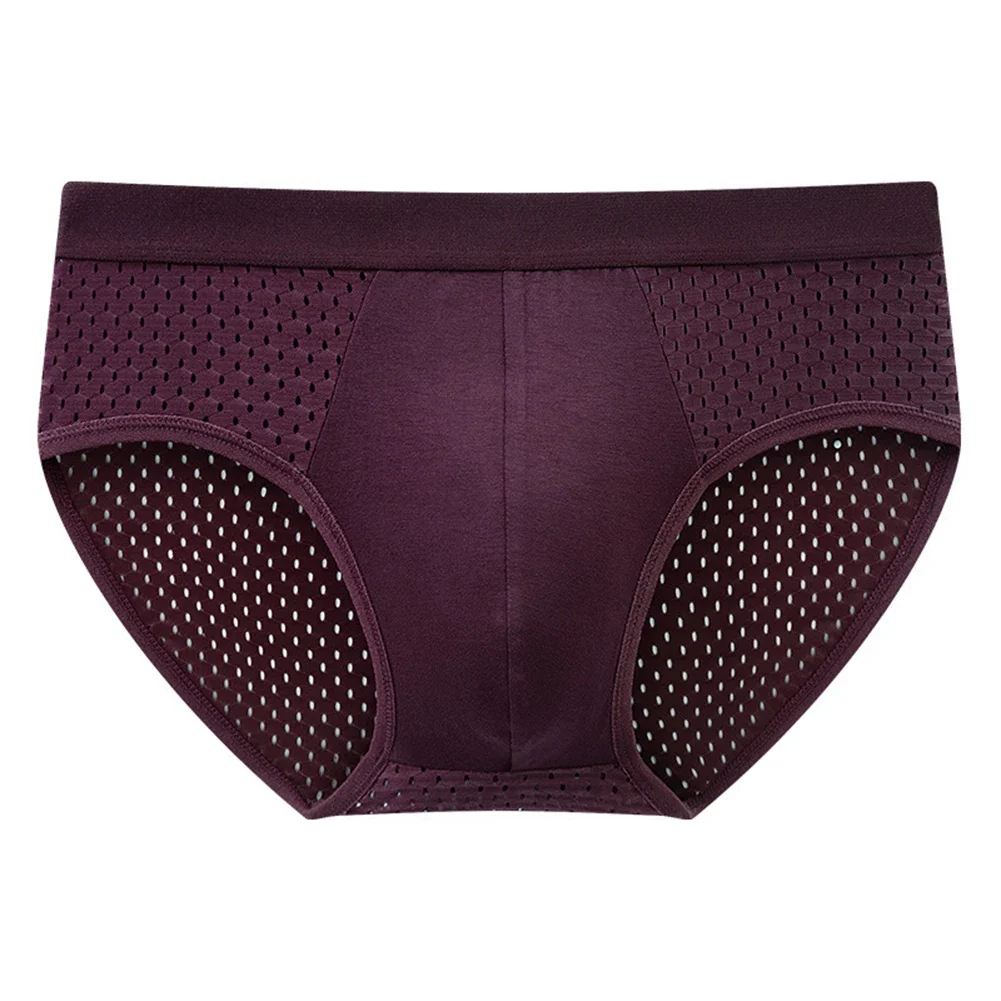 Mens Underwear Briefs Ice Silk Breathable Mesh Thin Trendy Simple Comfortable Convex Pouch Underpants Sexy Lingerie For Husband