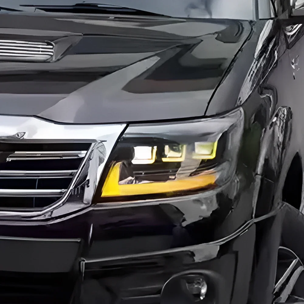Car Head Lamp For Toyota Hilux Revo Vigo 2012-2014 Upgrade LED Projector Three Lens Dynamic Turn Signal Light  Accessories