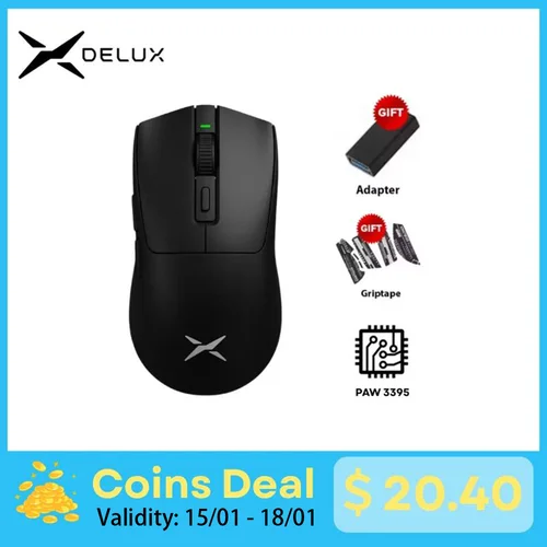 Ratón inalámbrico para juegos serie Delux M600, 52g, ligero, conexión de modo Dual 2,4G, ratón Macro recargable de 26000DPI para jugadores de PC