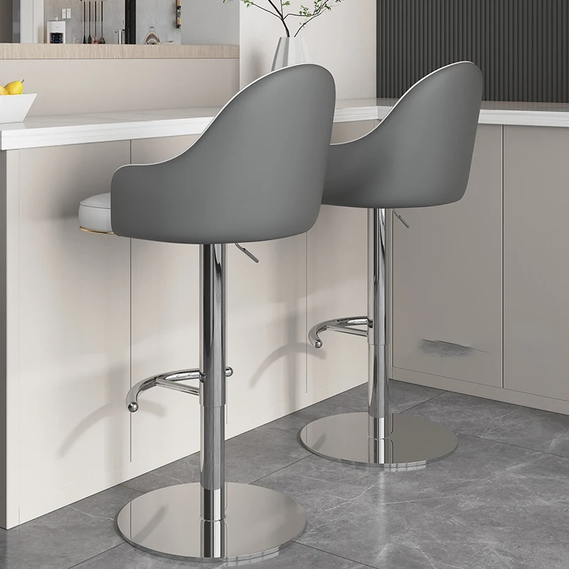 Minimalist Bar Stools Leather Modern Metal Kitchen Designer Chair Living Room  Library Furniture YYY40XP