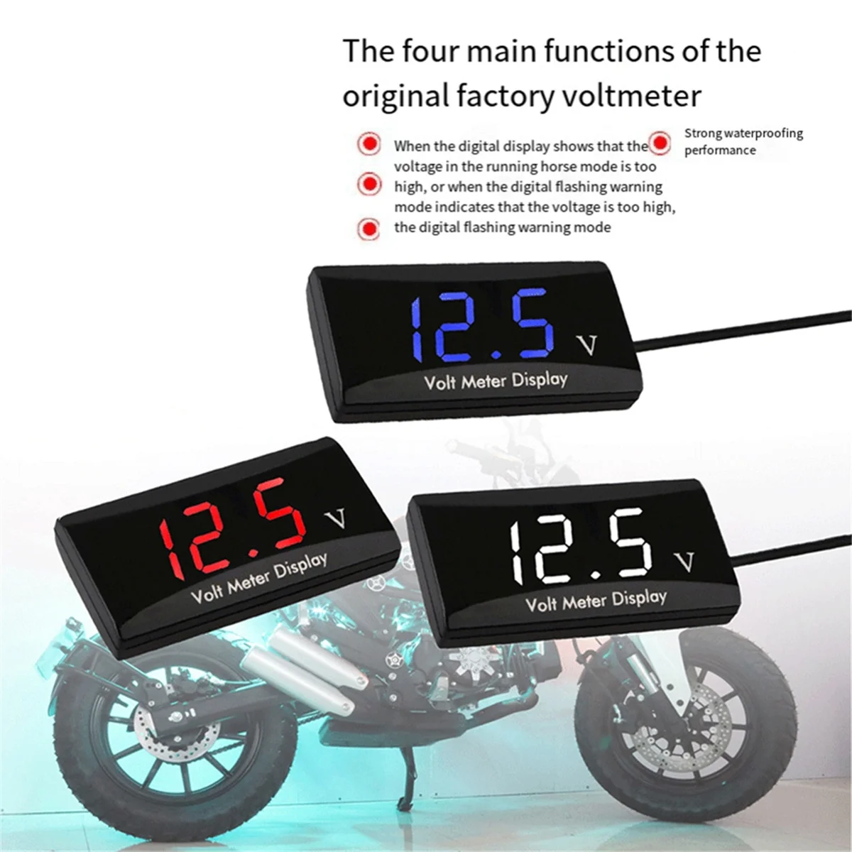 #30F Automotive Parts & Accessories,12V Battery Voltmeter Display Digital Voltmeter LED Blue Light,Black