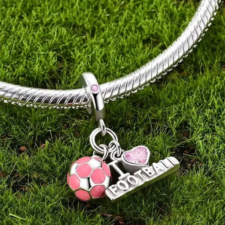 

Charm 925 Sterling Silver Original Football Pendant for Women Fit Bracelet Diy Sport Fine Jewelry