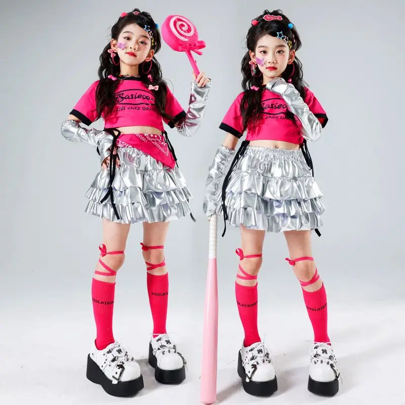 Kind Mädchen Jazz Dance Kostüm Kinder Straße Hip hop Dance Jazz Kpop Dance Kostüm für Mädchen rosa Outfit Streetwear Kleidung Sets