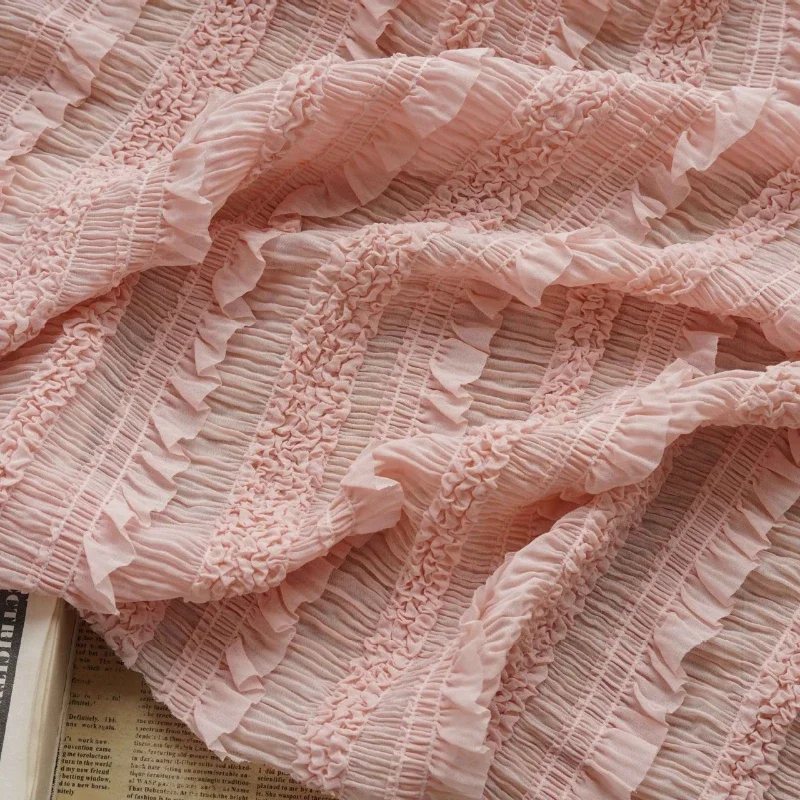 

Elegant Stripe Decorative Fabric for Fresh Summer Dresses and Blouses with Chiffon Texture and Elasticity Sewing Accessories
