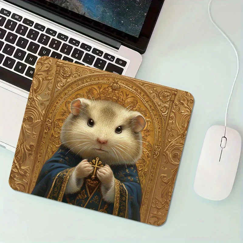 

The hamster creative printed anti-slip mouse pad is portable and suitable for both offices and homes. The rubber is washable