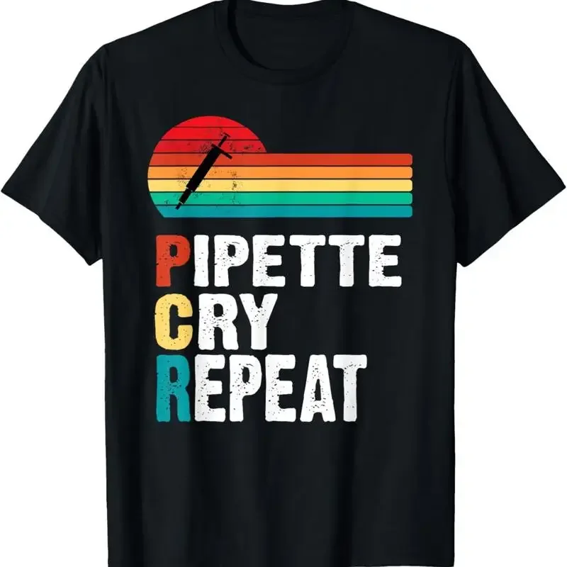 Pipette Cry Repeat Pcr Retro Vintage Dna Lab Scientist T Shirt