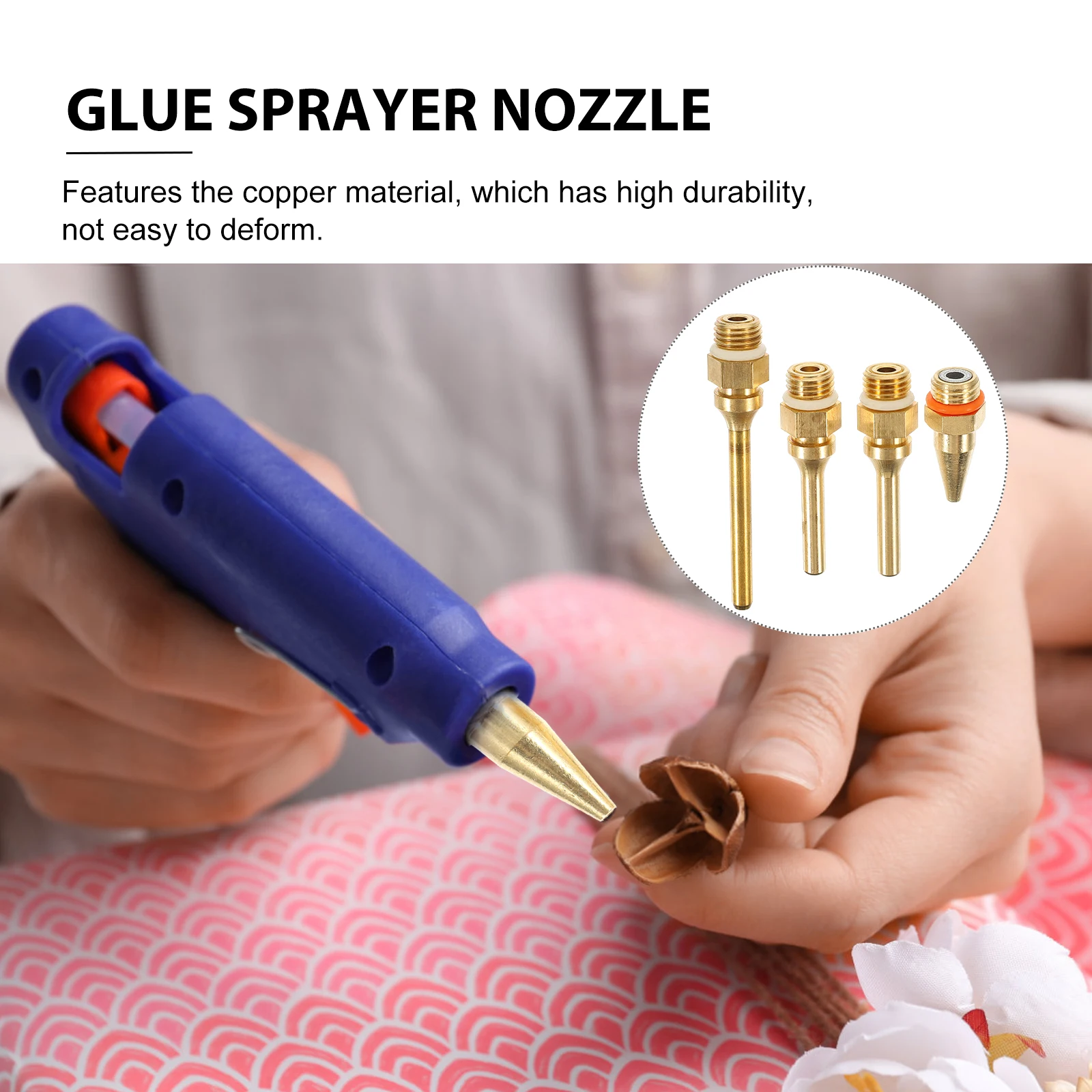

4pcs Glue Sprayer Nozzle Assortment Copper Tips Hot Melting Glue Gun Accessories Interchangeable Replaceable Long Tube Fine