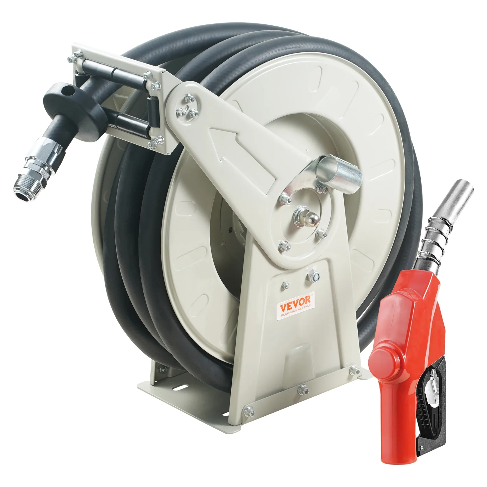 VEVOR 33/50/66ft Fuel Hose Reel Extra Long Retractable Spring Driven Auto Swivel Rewind for Auto Repair Heavy Industries