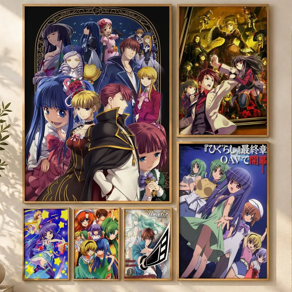 Anime U-Umineko When They CryS Poster Art  Self-Adhesive No Glue Dorm Wall  Waterproof Coffee House Art Sticker