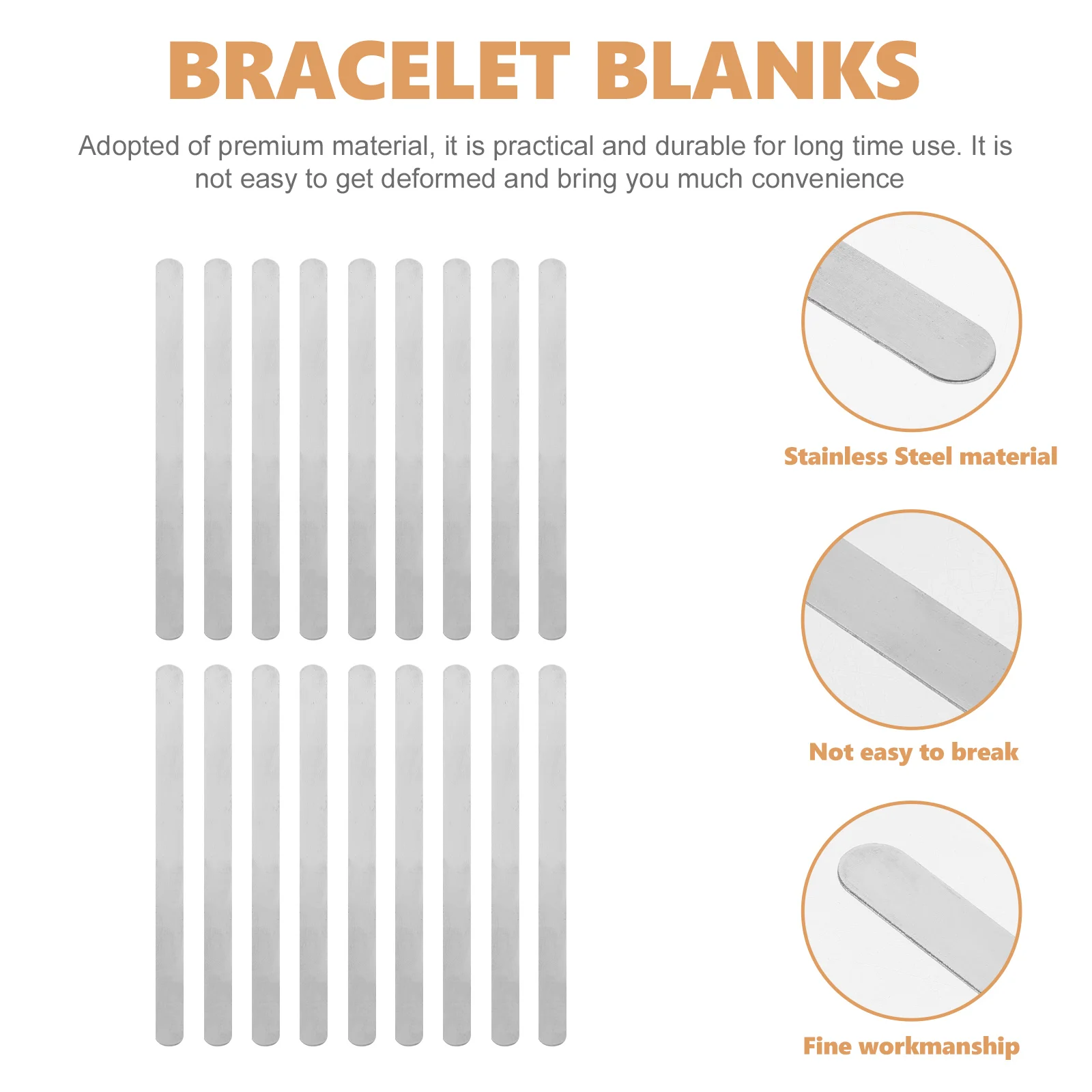

18pcs Stainless Steel Bracelet Blanks Diy Jewelry Supplies Engraving Cuff Stamping Craft Inner Cores For Dangle Anklet