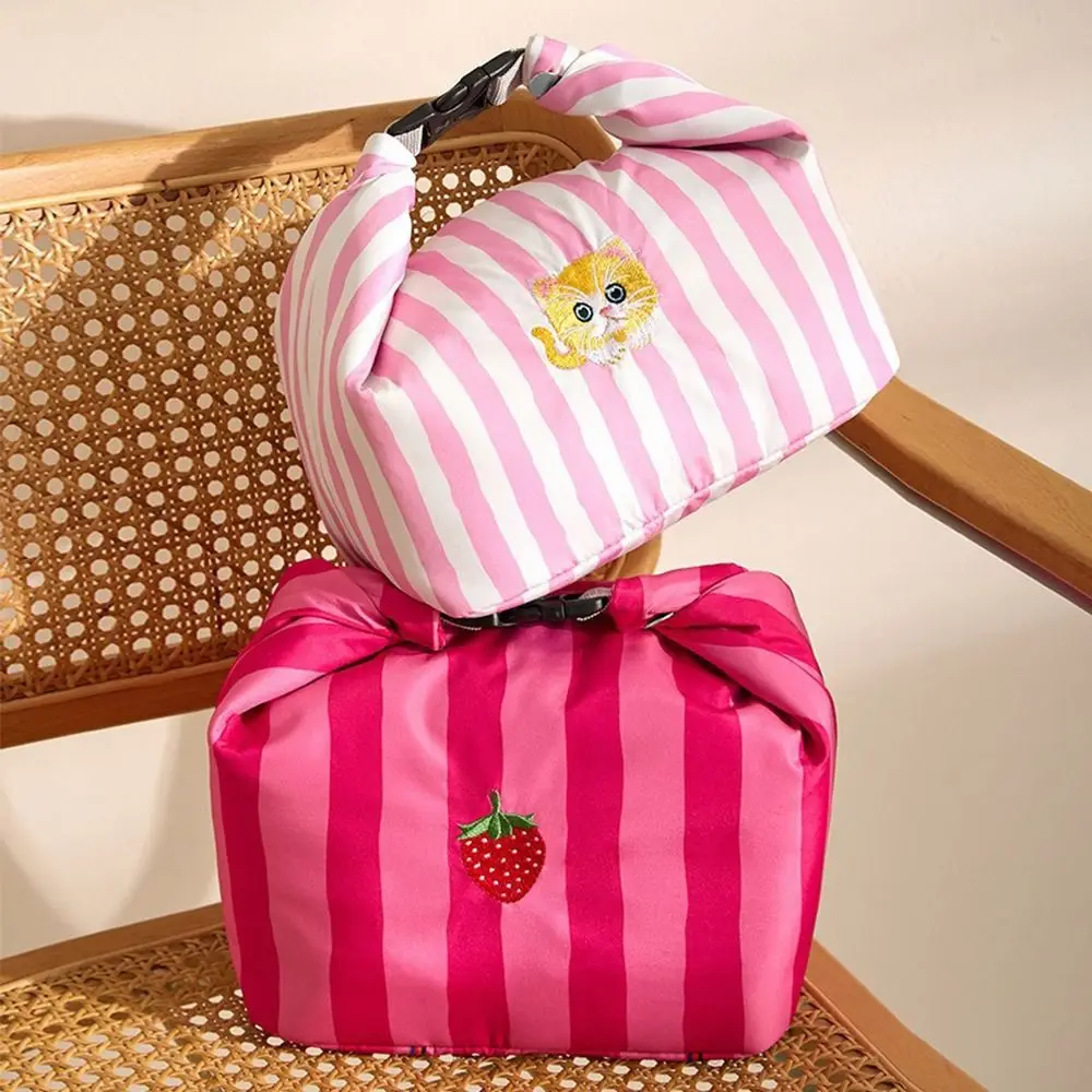 Tas Penyimpanan Makanan Motif Kucing Sederhana, Kotak Pendingin Termal Tebal Portabel, Tas Oxford Anti Bocor, Tas Wadah Makanan Piknik