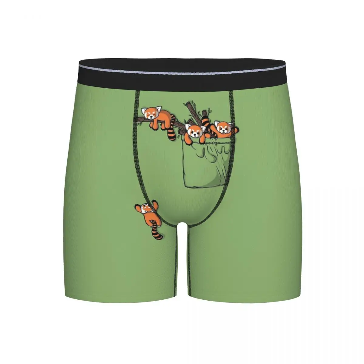 

Long Boxer Underpants Shorts Pocket Red Panda Bears Panties Men's Soft Underwear for Homme Man Boyfriend Gift