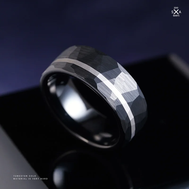 

Matte Black 8mm Men's Electroplated Ring - Free Custom Engraving, Stylish Durable Design for Modern Gentlemen