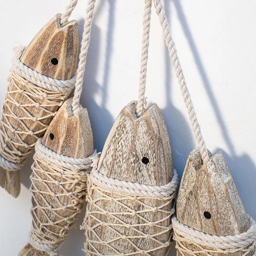 1 Pair Hand Carved Wooden Fish Hanging Marine Hanging wooden decorations for home decor hanging gifts creating atmosphere ocean