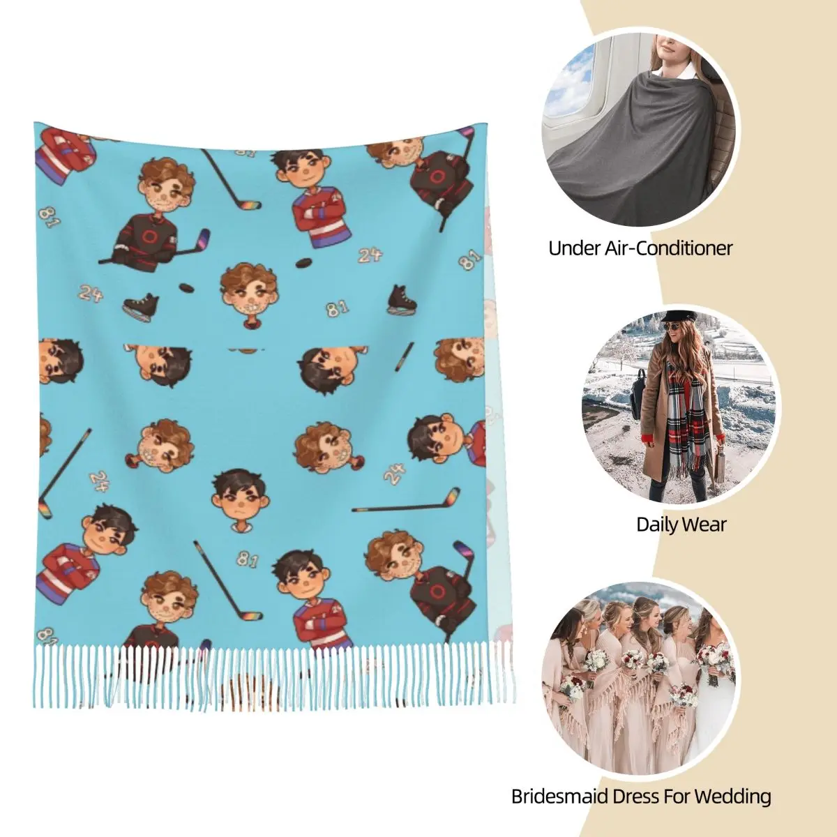 Heated Rivalry Scarf for Womens Winter Warm Cashmere Shawls and Wrap Canadian Sports Romance Large Shawl Scarf Lightweight