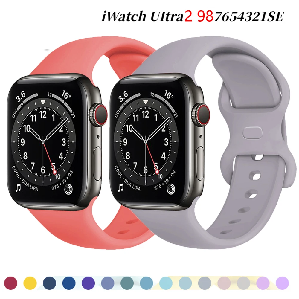 

Silicone Strap for Apple Watch Band Ultra 2 49mm 45mm 44mm 41mm 40mm Sport Bracelet iwatch Series 9 8 7 6 5 4 Se Correa 38mm 42m