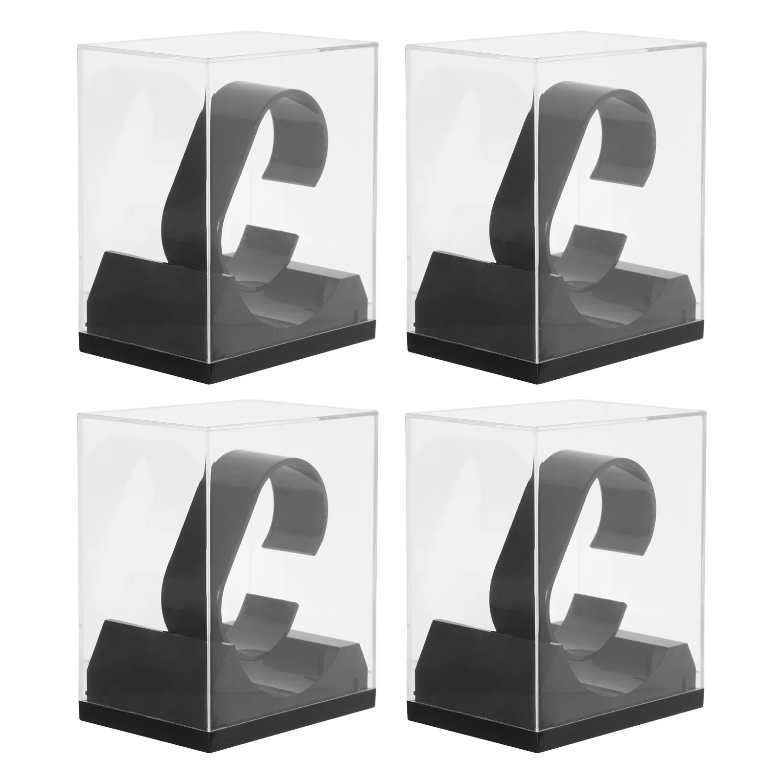 

4Pcs Clear Watch Storage Box Transparent Plastic Organizer Case Single Watch Holder Jewelry Display Stand Men Women