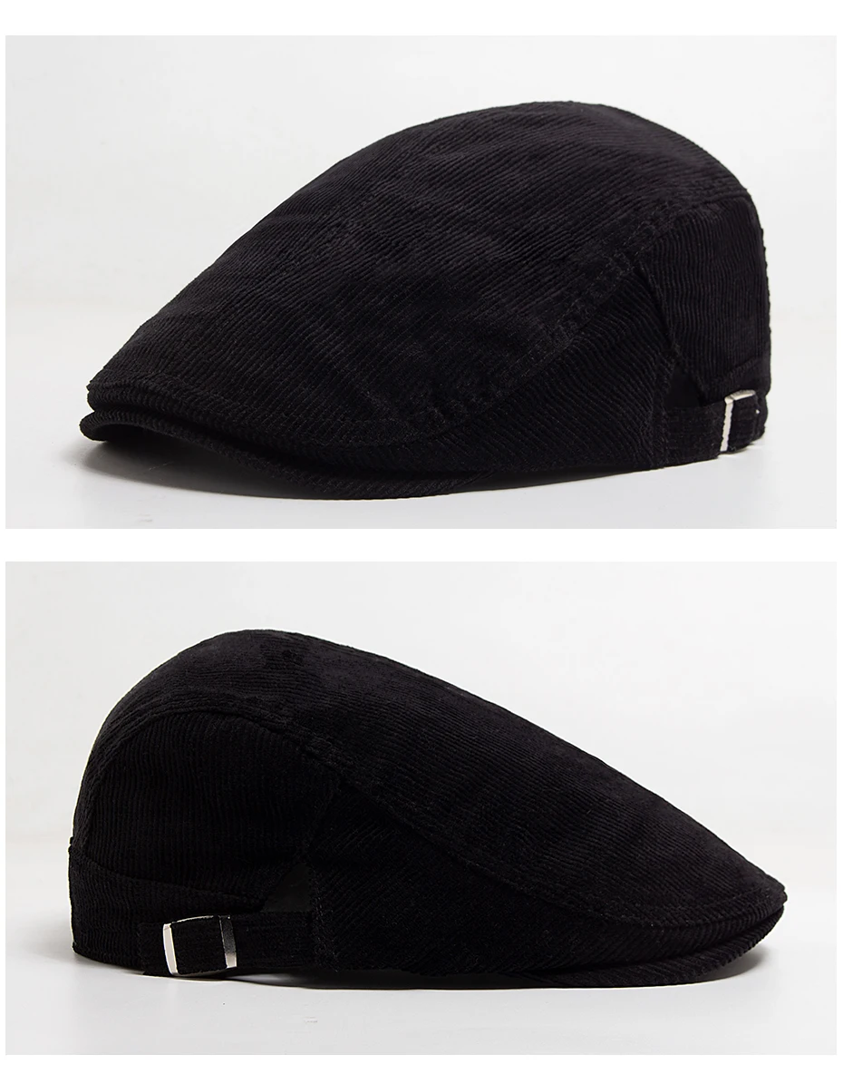 Männer Mode Cord Baskenmütze Frühling Herbst Dicke Warme frauen Flachen Hut Vintage Casual Zeitungsjunge Mütze Unisex Mode Vorne Hinten tragen – Detail 6