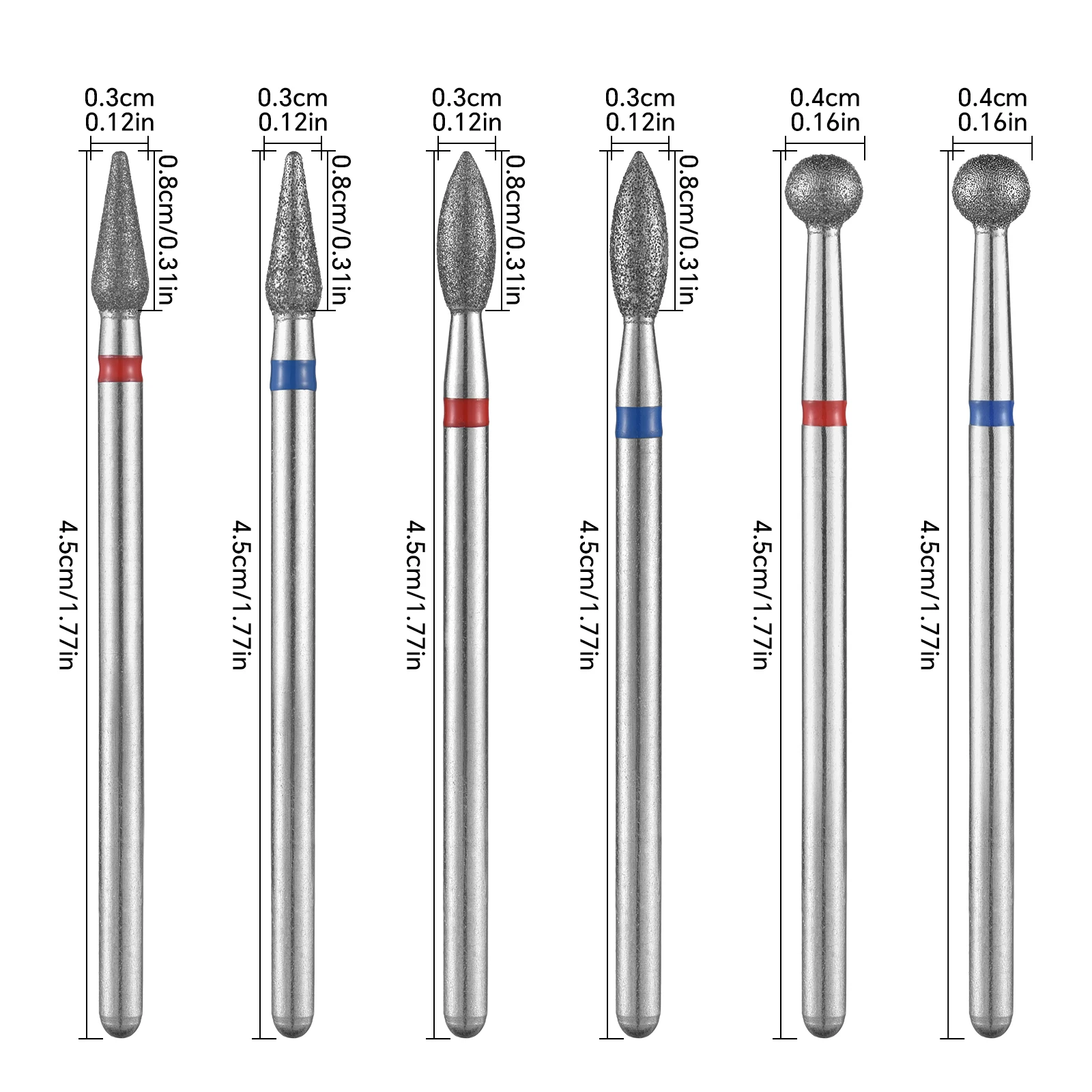 1Pc Diamond Nail Boor Professionele Rood Blauw Huid Removal Tool 2.35MM Elektrische Frezen Voor Manicure Pedicure