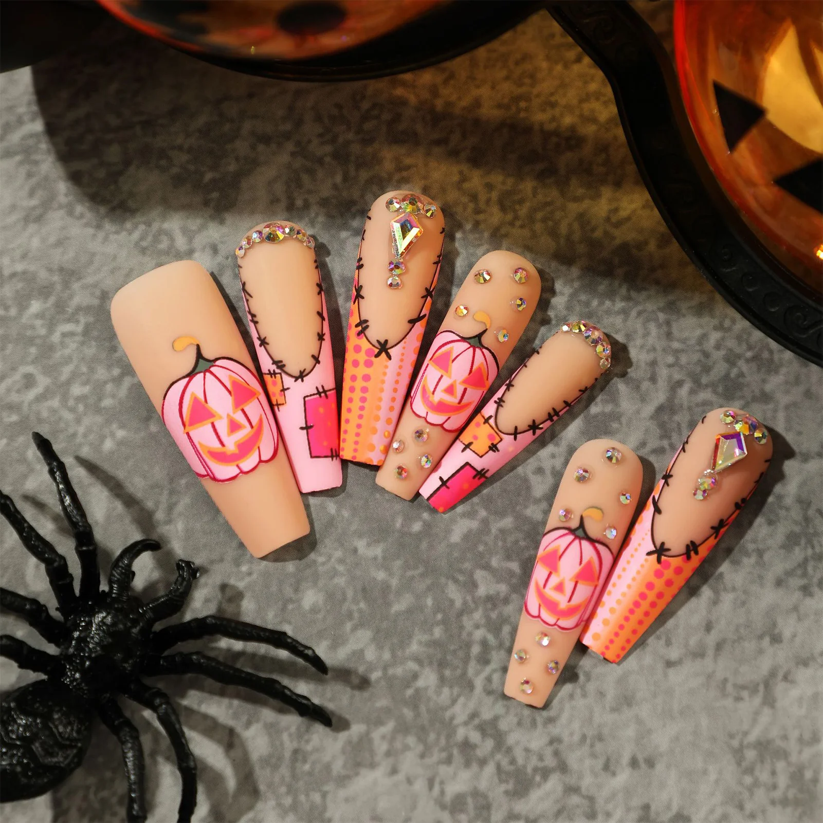 Faux ongles en forme de Aliments rose pour Halloween, look glamour et accrocheur, maire intérieur, utilisation dans l'art des ongles, N64.