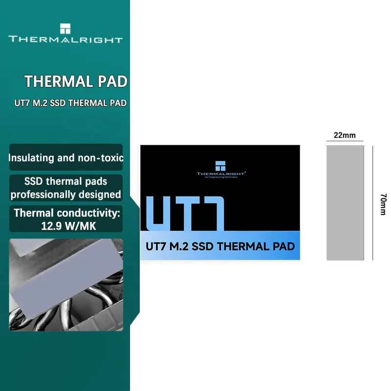 Thermalright UT7 M.2 SSD thermal pad non-toxic non-conductive wide range of applications and easy installation 12.9 W/MK 70x22mm