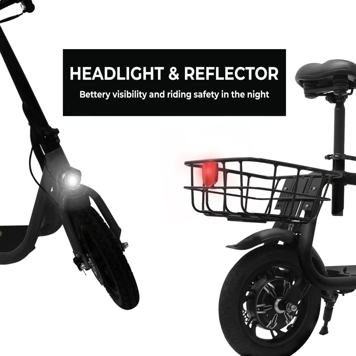 Electric Scooter for Adults - Foldable Scooter with Seat & Carry Basket - 450W Brushless Motor 36V