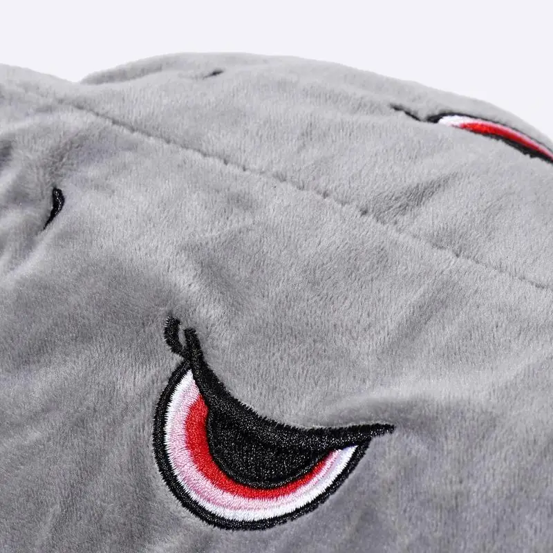 652f漫画ヘッドギアノベルティプラッシュグレーサメの形状帽子ヘッドギアキャップ屋外アクティビティ犬ウォーキングスノーボード