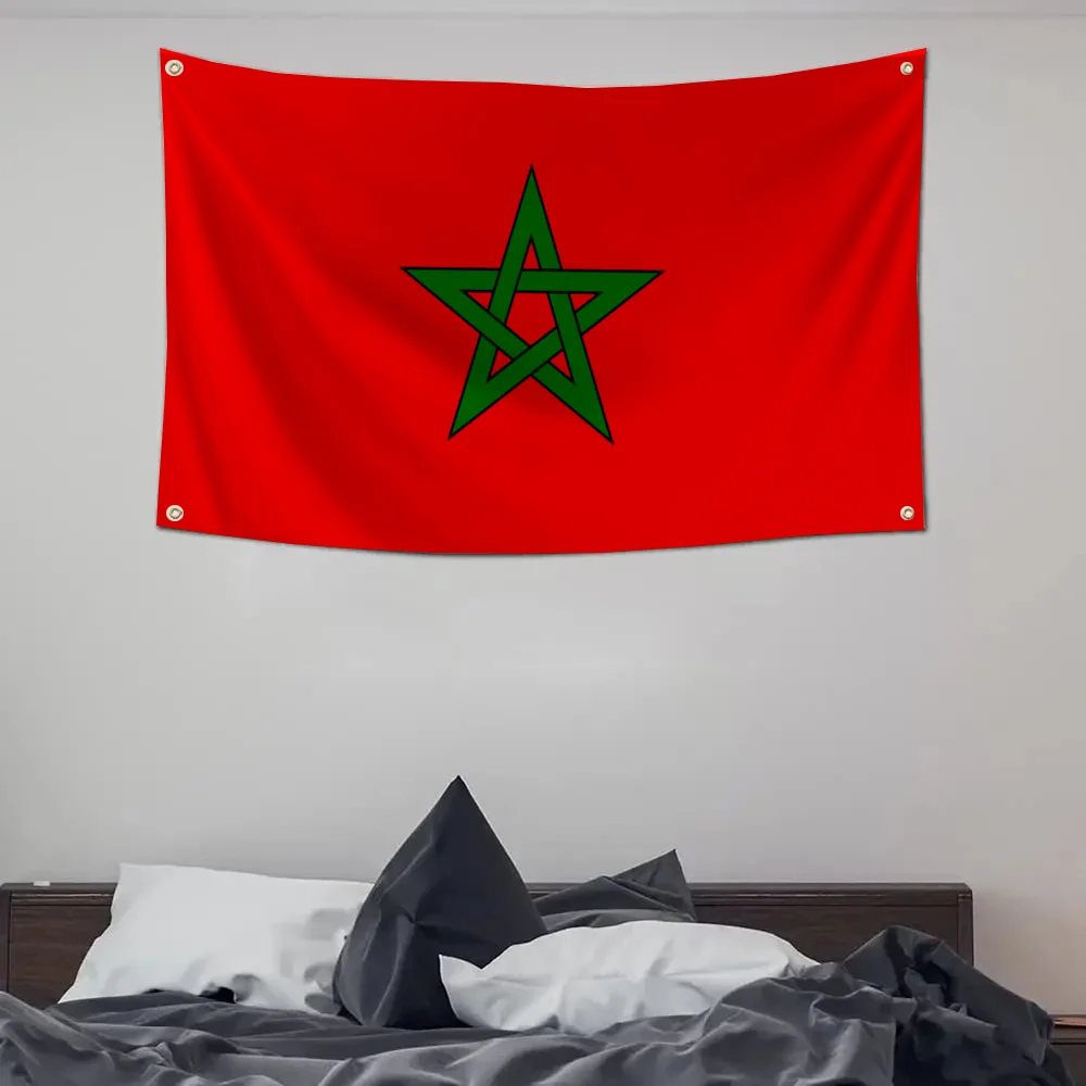 1pc Marokko Flagge Flagge Flaggen Und Banner Vier Loch Flagge Polyester Outdoor Decor Zimmer Ästhetische