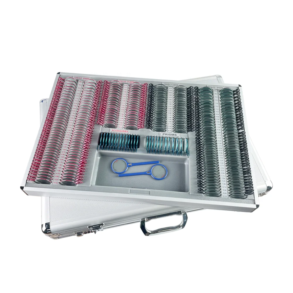 Optical Instrument Top Quality 266 Pcs Trial Lens Set With Color Metal Rims Aluminium Case JSC-266